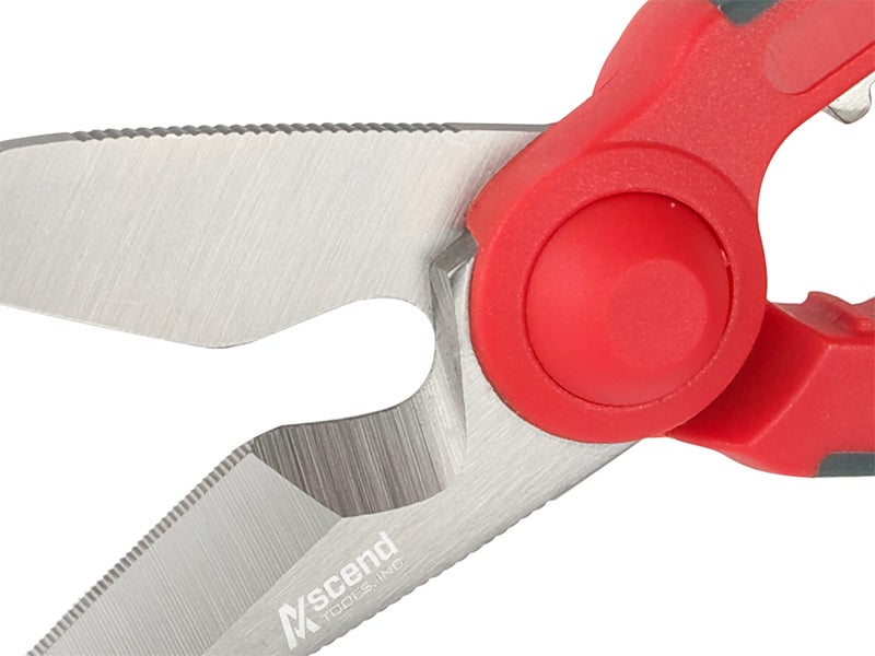 Ascend Tools Multipurpose Electrician's Shears 5-1/2 inch - High Carbon Steel Serrated Blade, Cut/Strip Electrical Wire, Wire Cutting Notch, Crimp Terminals, Clean/file Electrical Boxes - Image 2